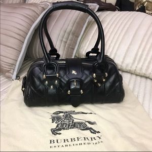 Authentic Burberry black leather handbag purse